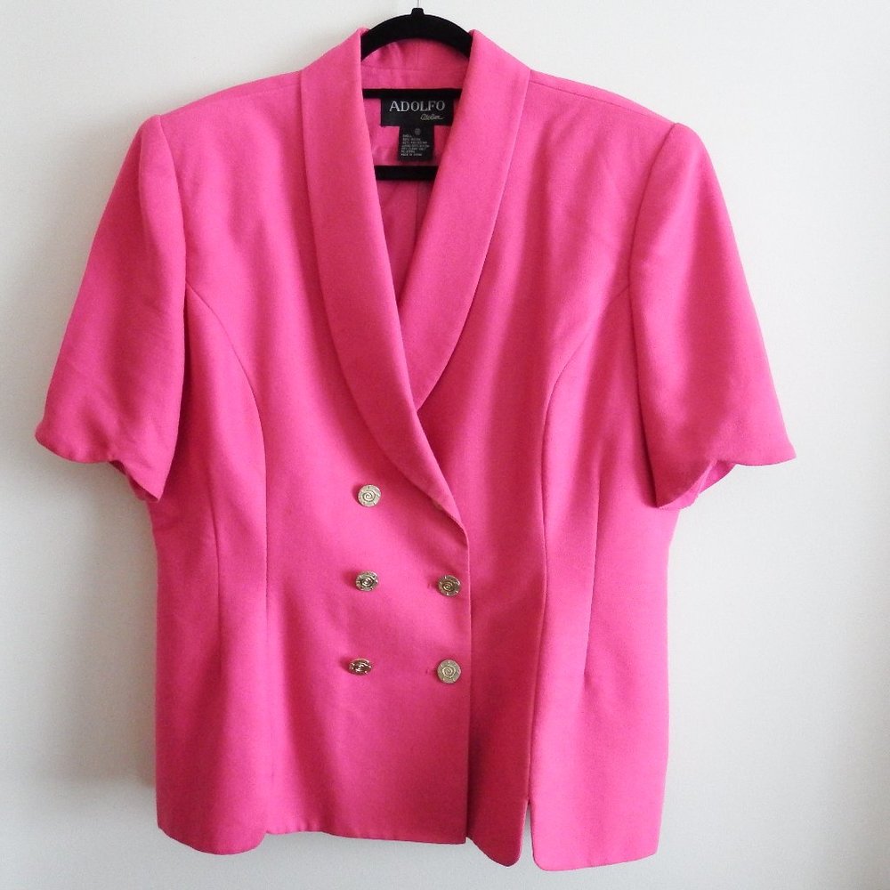 Adolfo Atelier Womans Pink Dbl. Breasted Jacket 18